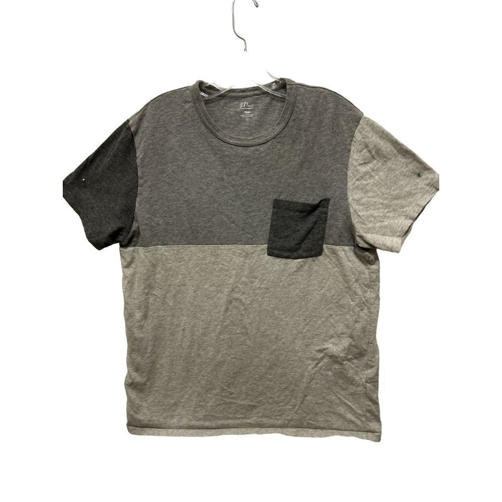 J. Crew Slub Cotton yarn Tee T-Shirt Color-Block Gray Pocket